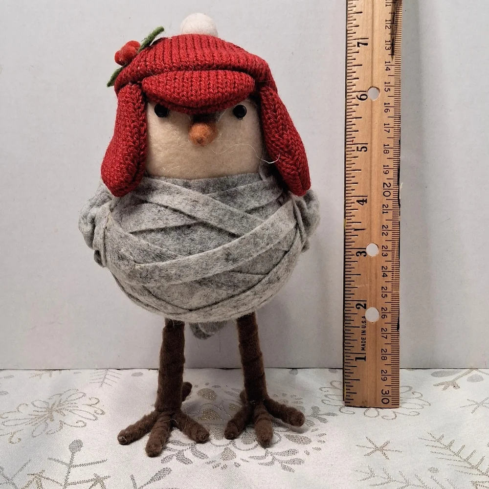 Winter Bird Figurine Decoration Red Hat & Gray Scarf Decor Target Wondership